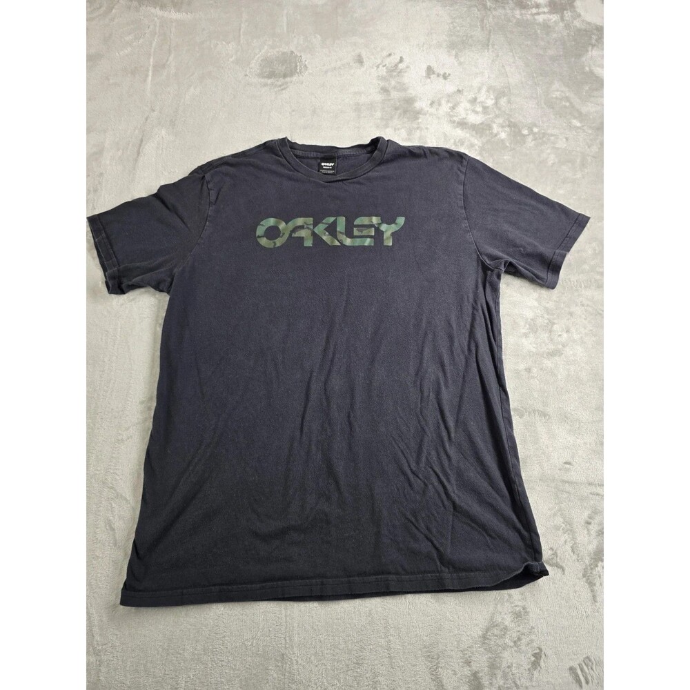 Oakley Men’s 2XL Black Camo T-Shirt Green Camouflage Graphic Logo Tee